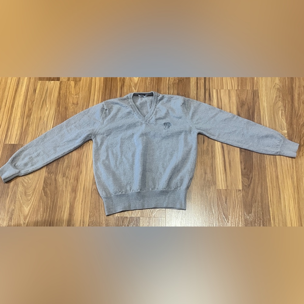 Versace Wool gray v-neck sweater logo Men’s